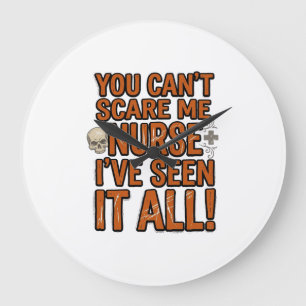 Funny Nurse Seen It All Vintage Halloween Design_1 Large Clock