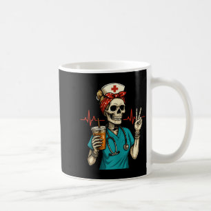 Funny Nurse Shirts Halloween Skeleton Coffee Lover Mug