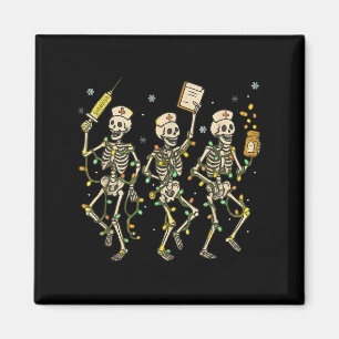Funny Nurse Skeleton Christmas Light Dance Stethos Magnet