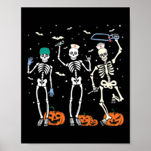 Funny Nurse Skeleton Halloween Healthcare 1 Poster