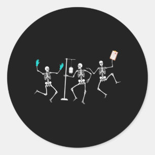 Funny Nurse Skeleton Halloween Healthcare Crew Classic Round Sticker