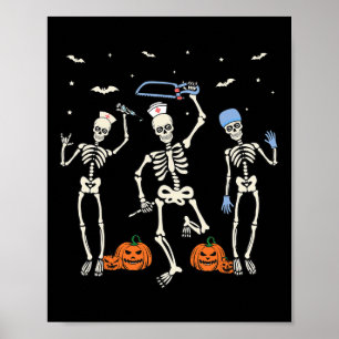 Funny Nurse Skeleton Halloween Healthcare Poster