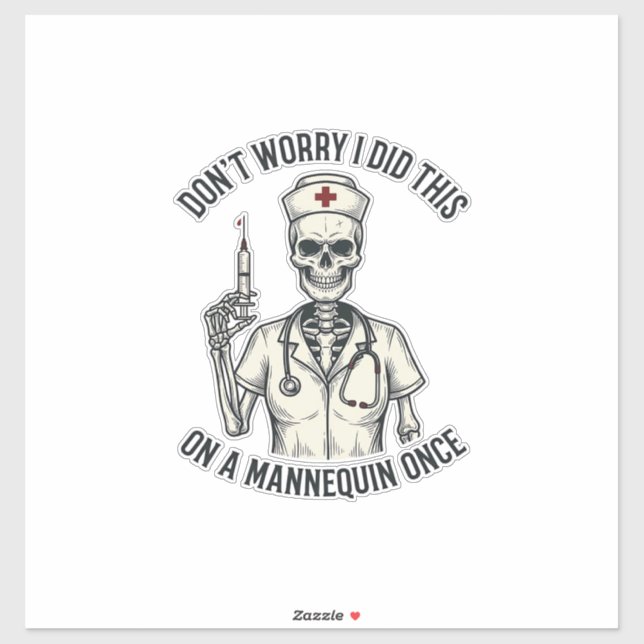 Funny Nurse Skeleton Syringe Vintage Engraving Des (Sheet)