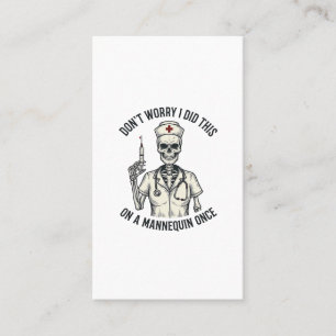 Funny Nurse Skeleton Syringe Vintage Engraving Des Business Card