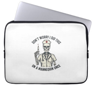Funny Nurse Skeleton Syringe Vintage Engraving Des Laptop Sleeve