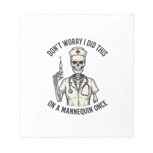 Funny Nurse Skeleton Syringe Vintage Engraving Des Notepad