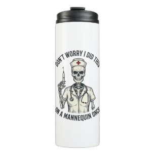 Funny Nurse Skeleton Syringe Vintage Engraving Des Thermal Tumbler