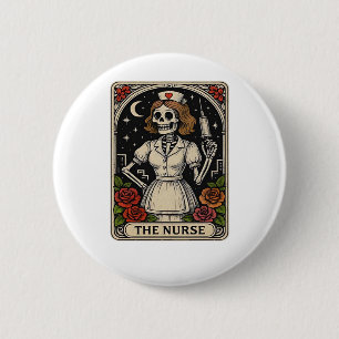 Funny Nurse Skeleton Tarot Card Halloween Nursing 6 Cm Round Badge