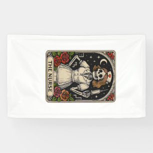 Funny Nurse Skeleton Tarot Card Halloween Nursing Banner