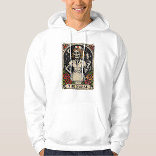 Funny Nurse Skeleton Tarot Card Halloween Nursing Hoodie