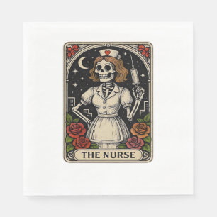 Funny Nurse Skeleton Tarot Card Halloween Nursing Napkin