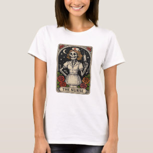 Funny Nurse Skeleton Tarot Card Halloween Nursing T-Shirt