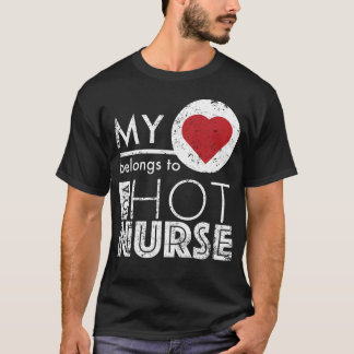 Funny Nurse Spouse Love Nurse Heart Belongs To T-Shirt