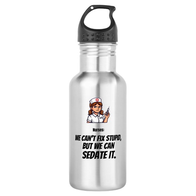 Funny Nurse Stainless Steel Water Bottle  (Front)
