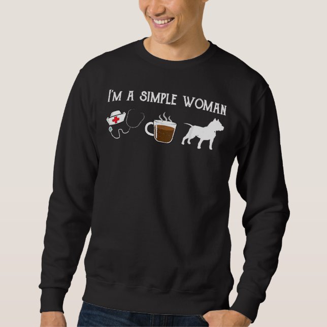 Funny Nurse Tea Coffee Lover Cute Pitbull Dog Pitt Sweatshirt (Front)