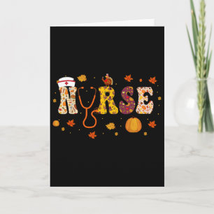 Funny Nurse Turkey Thanksgiving Scrub Top Fall Card