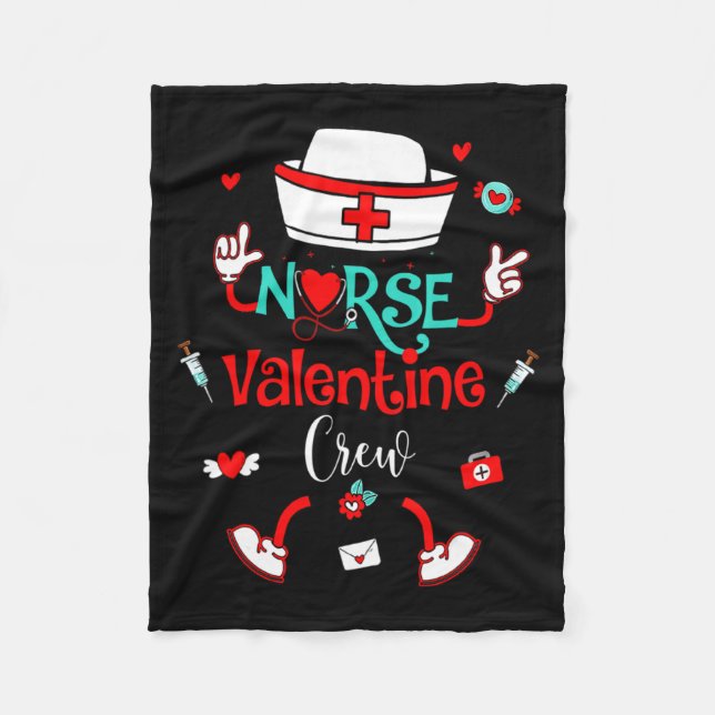 Funny Nurse Valentines Day Nurse Crew Family Group Fleece Blanket (Front)