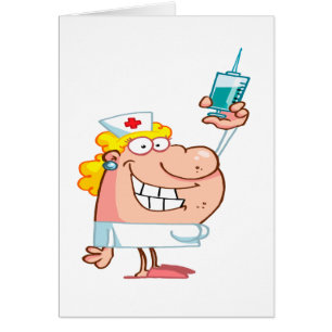 funny nurse with a syringe cartoon