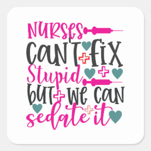 Funny Nurse word art Square Sticker