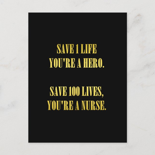 Funny Nurses Save Lives Joke Postcard (Front)