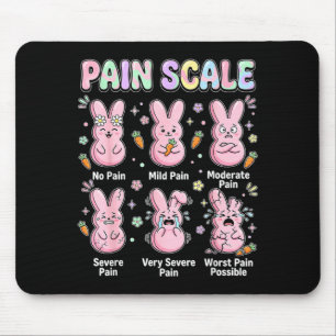 Funny nursing bunny eggs medical pain scale easter mouse pad