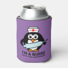 Funny nursing can cooler with cute penguin nurse