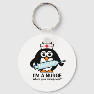 Funny nursing keychains with cute penguin nurse