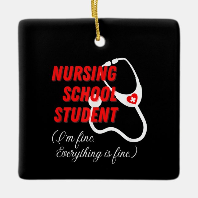 Funny Nursing School Student Gift RN Stethoscope Ceramic Ornament (Front)