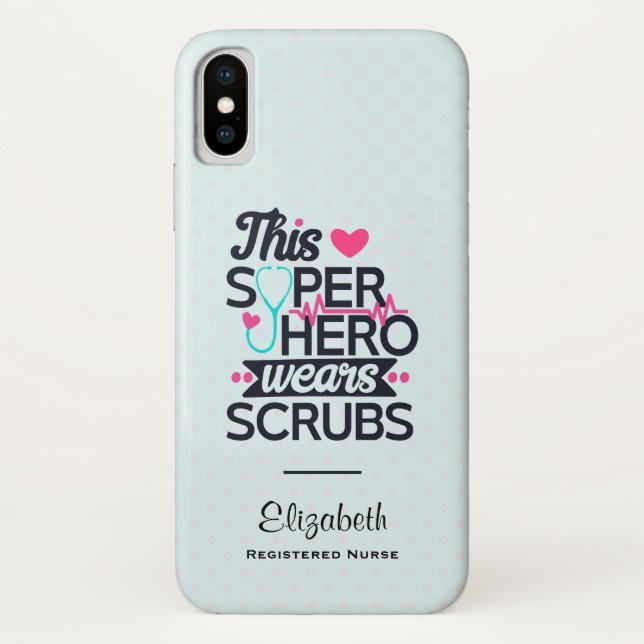 Funny Nursing Superhero Saying Typography Case-Mate iPhone Case (Back)