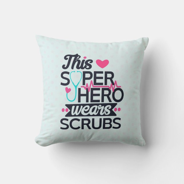 Funny Nursing Superhero Saying Typography Cushion (Front)