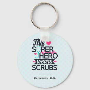 Funny Nursing Superhero Saying Typography Key Ring