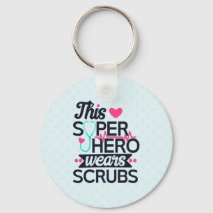 Funny Nursing Superhero Saying Typography Key Ring