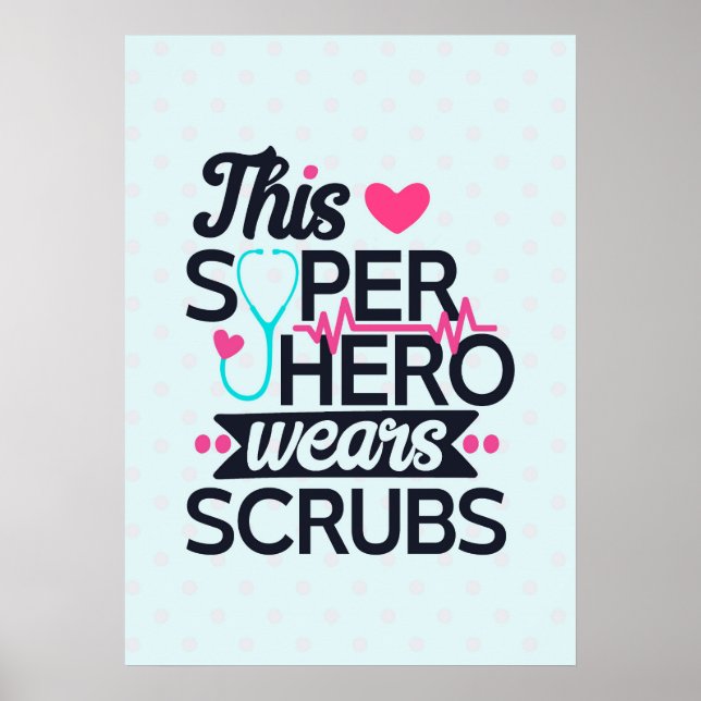 Funny Nursing Superhero Saying Typography Poster (Front)