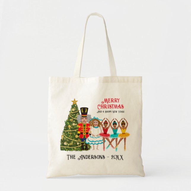 Funny Nutcracker Family of Five | Three Girls  Tote Bag (Front)