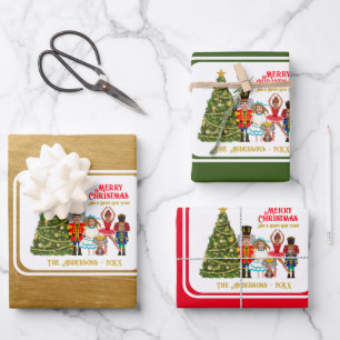 Funny Nutcracker Family of Five  Wrapping Paper Sheet