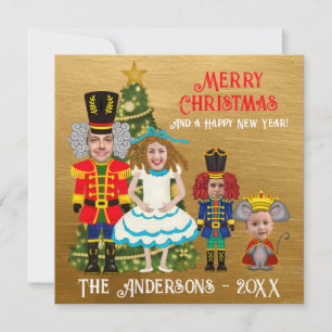 Funny Nutcracker Family of Four Mum Dad Two Boys  Holiday Card