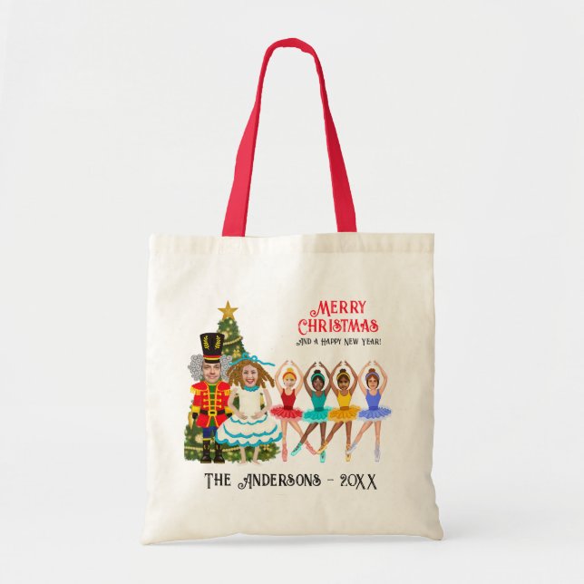 Funny Nutcracker Family of Six | Four Ballerinas Tote Bag (Front)