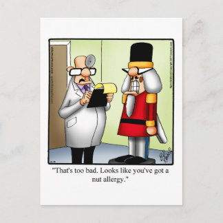 Funny Nutcracker Nut Allergy Humour Postcard