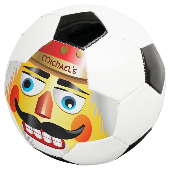 Funny Nutcracker Toy Soldier With Pointed Moustach Soccer Ball (Three Quarter)