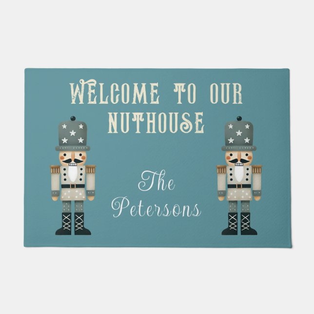 Funny Nuthouse Nutcracker Custom Christmas Doormat (Front)