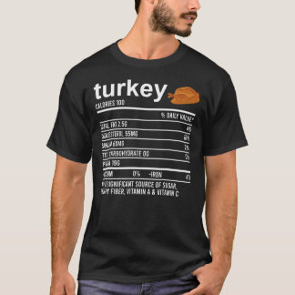 Funny Nutrition Fact Food Apparel Foodie Turkey Th T-Shirt