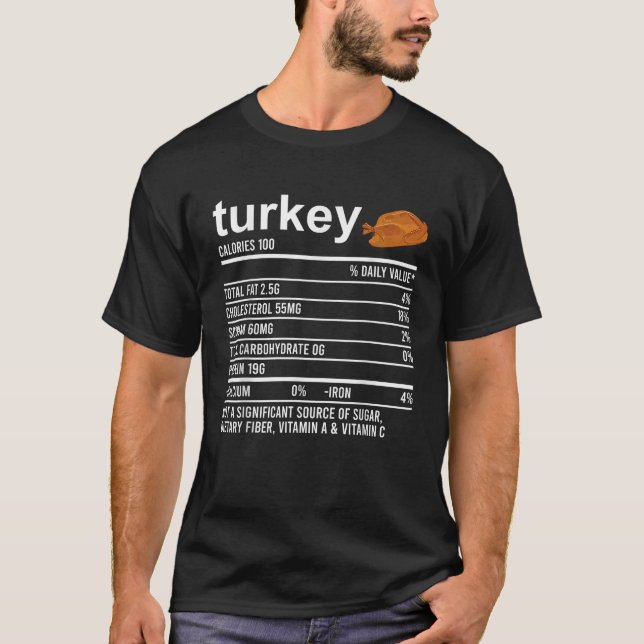 Funny Nutrition Fact Food Apparel Foodie Turkey Th T-Shirt (Front)