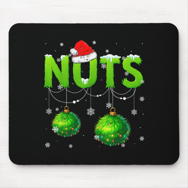 Funny Nuts Santa Hat Christmas Xmas Men Women  Mouse Pad (Front)