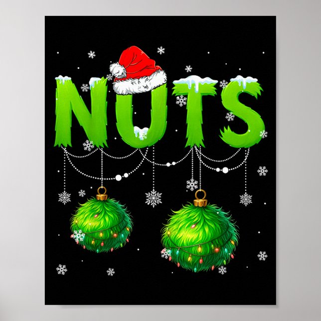Funny Nuts Santa Hat Christmas Xmas Men Women  Poster (Front)