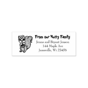 Funny Nutty Family Squirrel Address Rubber Stamp