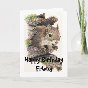 Funny, Nutty Friend Birthday Squirrel Card