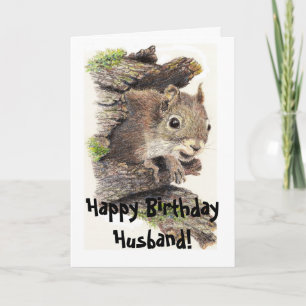 Funny, Nutty Husband Birthday Squirrel Card