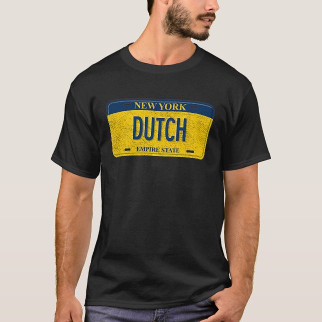 Funny NY State Vanity License Plate DUTCH T-Shirt (Front)