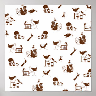 Funny NZ birds science pattern Poster