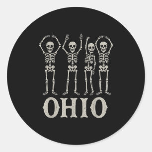 Funny O-h-i-o State Skeleton Ohio Halloween Vintag Classic Round Sticker